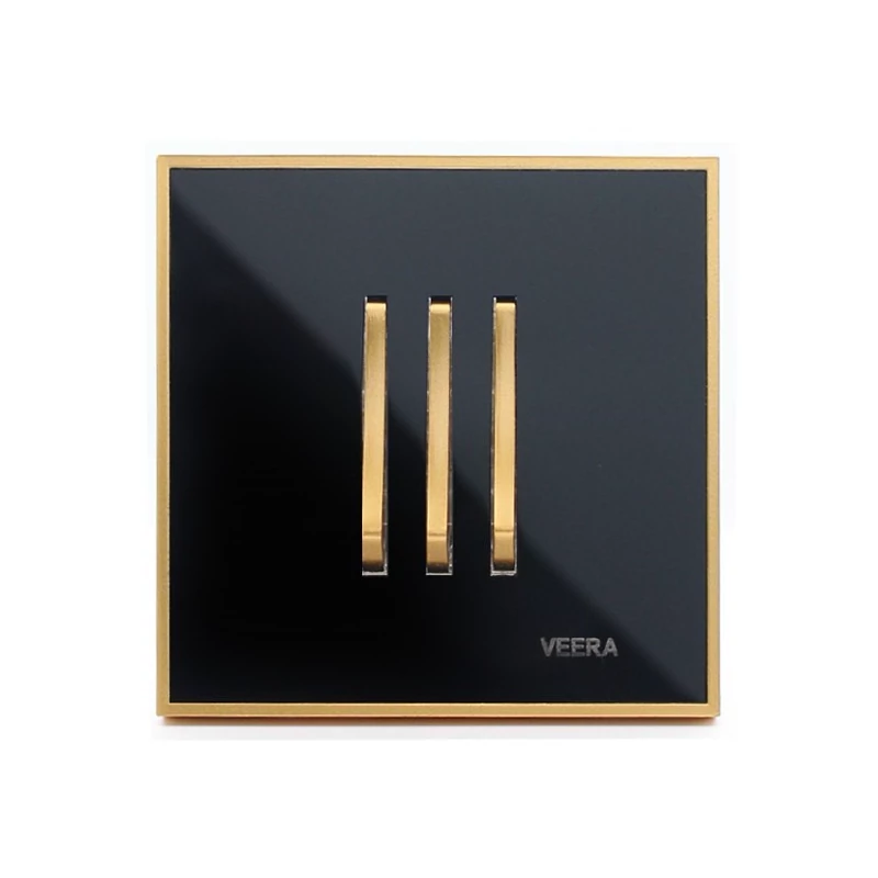 کلید سه پل ویرا مدل شهاب کلاسیک گلس مشکی طلایی
