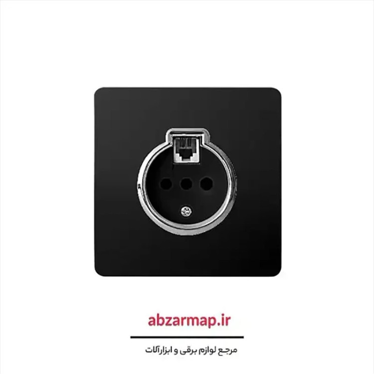 پریز تلفن دومنظوره مدل کریستال مشکی آسیا الکتریک