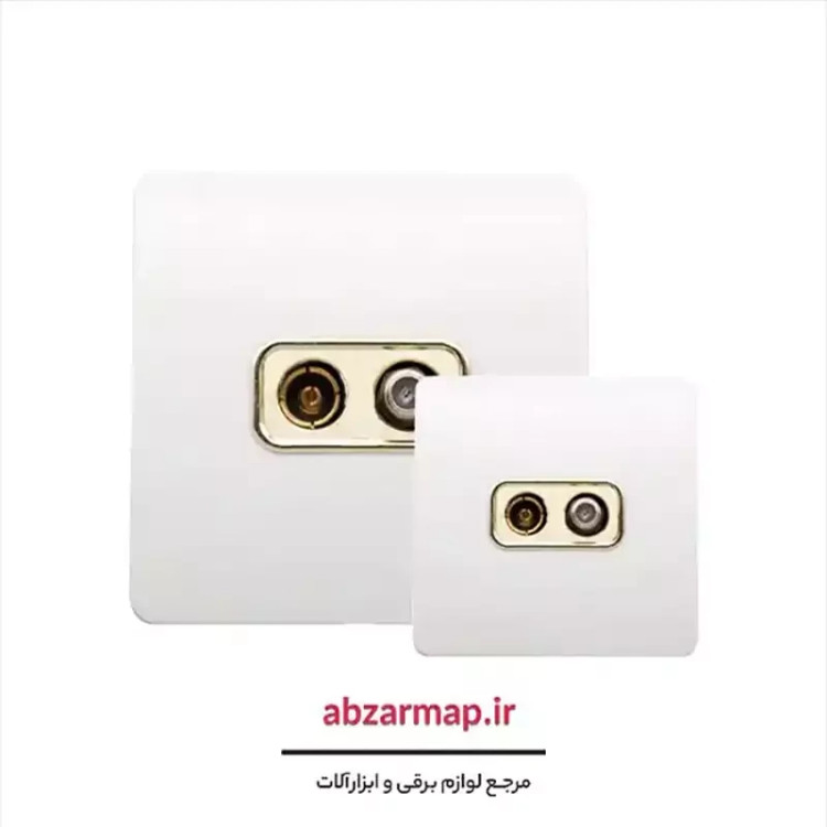 پریز آنتن دومنظوره مدل کریستال سفید طلایی و نقره ای آسیا الکرتیک