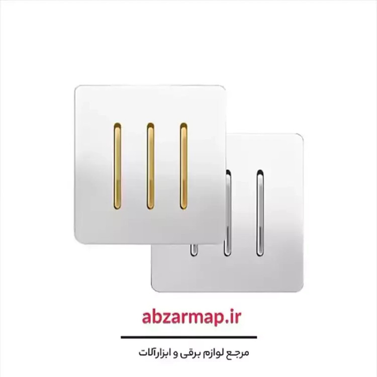 کلید سه پل مدل کریستال سفید طلایی و نقره ای آسیا الکتریک