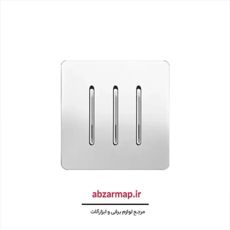 کلید سه پل مدل کریستال سفید طلایی و نقره ای آسیا الکتریک