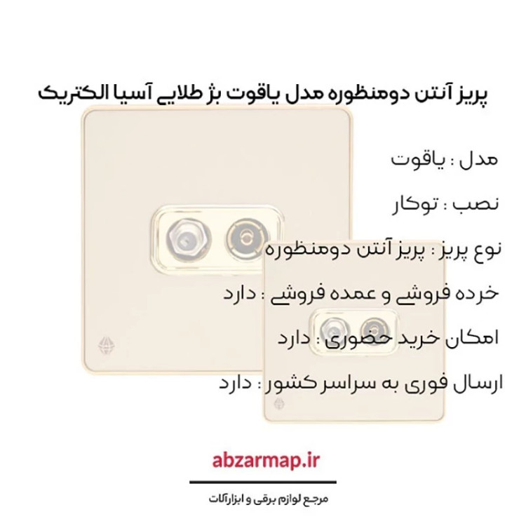 پریز آنتن دومنظوره مدل یاقوت بژ آسیا الکتریک