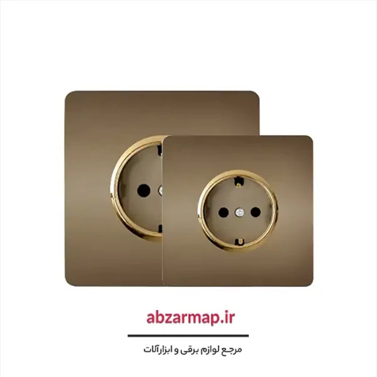 پریز برق ارت دار مدل کریستال بژ طلایی آسیا الکتریک