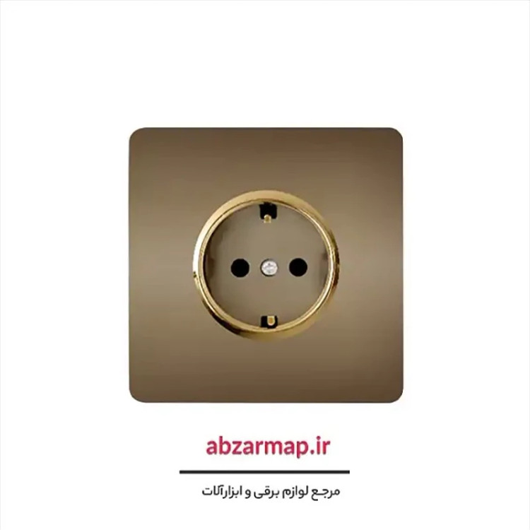 پریز برق ارت دار مدل کریستال بژ طلایی آسیا الکتریک