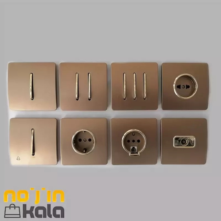 کلید پریز آسیا الکتریک پریز آنتن مدل کریستال بژ-طلایی