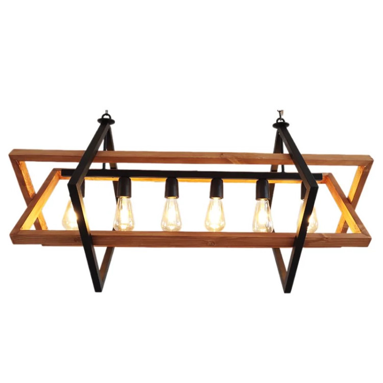 آویز شش شعله چوب و فلز مدل R-507/6L