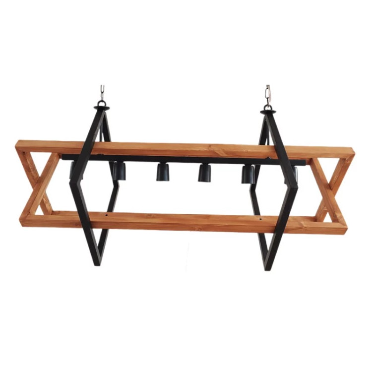 آویز شش شعله چوب و فلز مدل R-507/6L