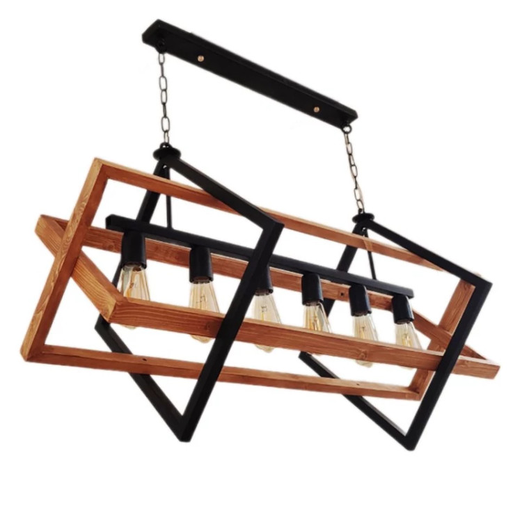آویز شش شعله چوب و فلز مدل R-507/6L