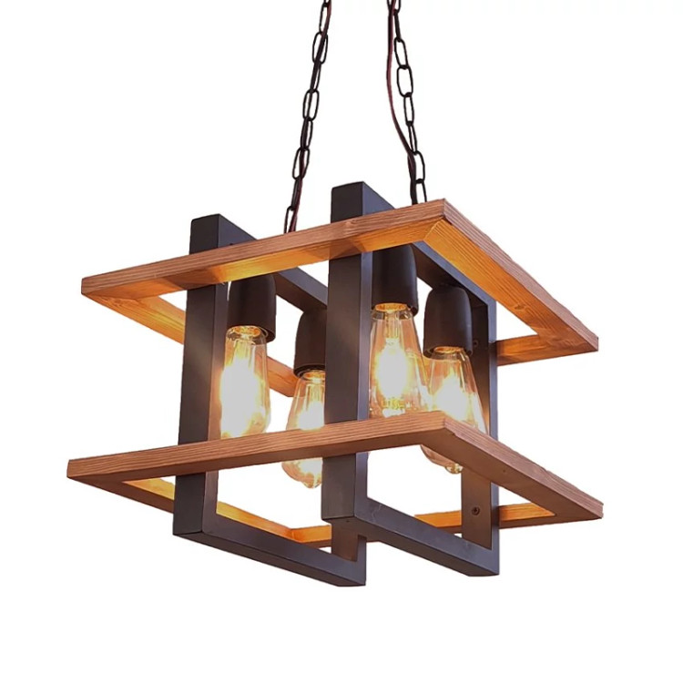 آویز چهار شعله چوب و فلز مدل R-525/4