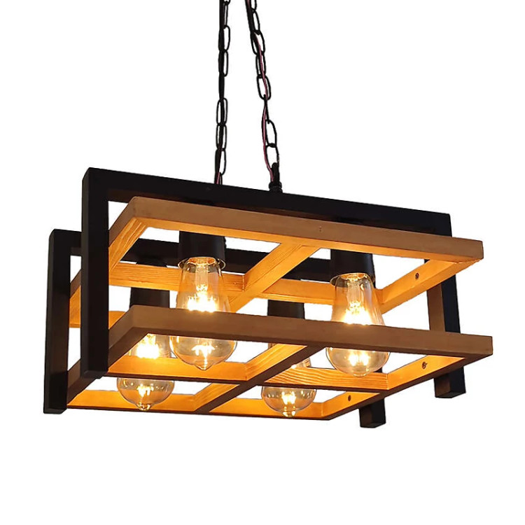 آویز چهار شعله چوب و فلز مدل R-516/4