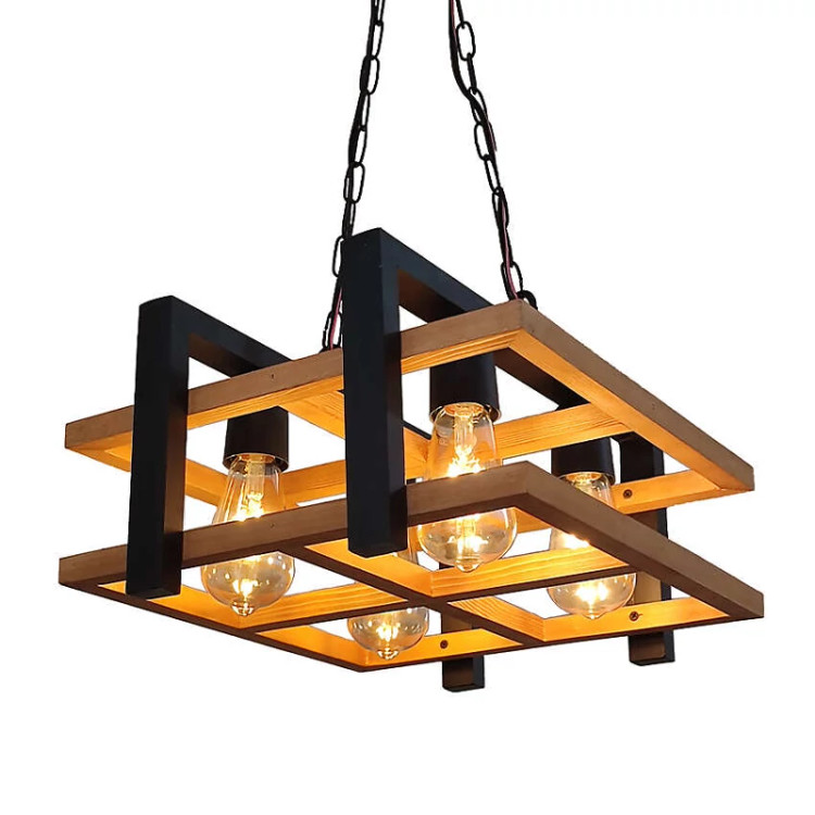 آویز چهار شعله چوب و فلز مدل R-516/4