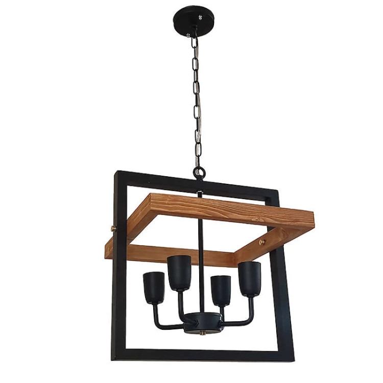 آویز چهار شعله چوب و فلز رهام نور، مدل R-514/4