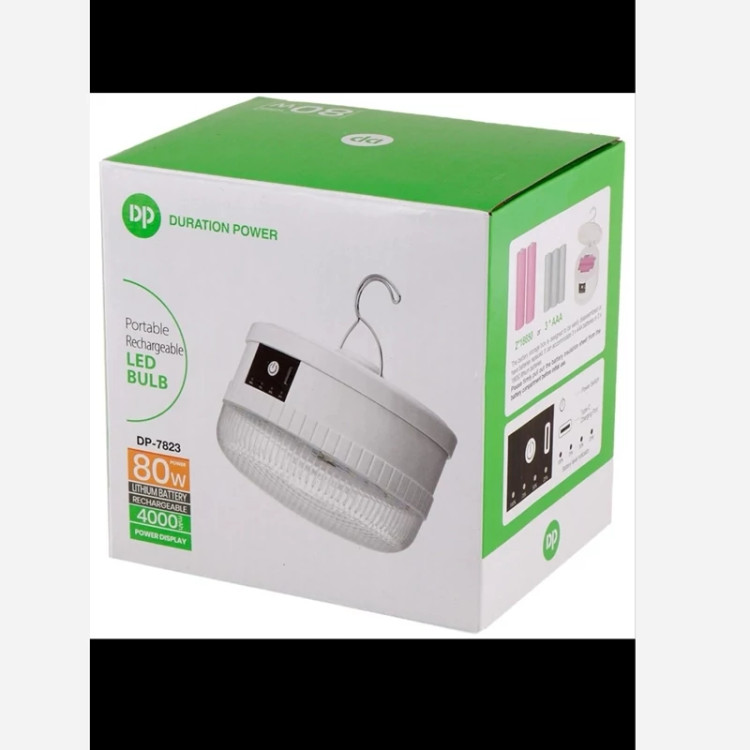 چراغ شارژی آویزی 80 وات DP-7823 ضدآب، مناسب کمپینگ و بی برقی(پس کرایه)