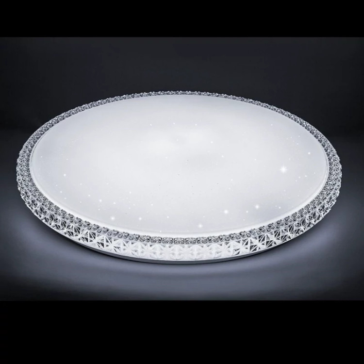 چراغ سقفی کریستالی100 وات سه حالته گرد تک طبقه قطر 50 سانت (پس کرایه)