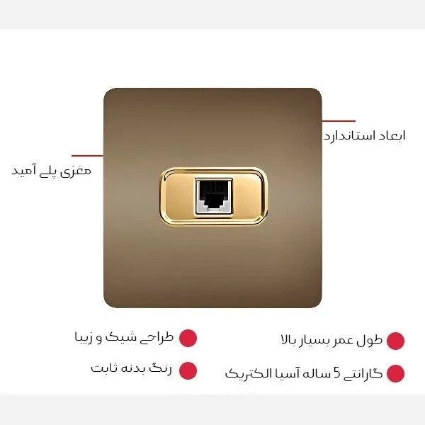 پریز شبکه بژ مدل کریستال آسیا الکتریک