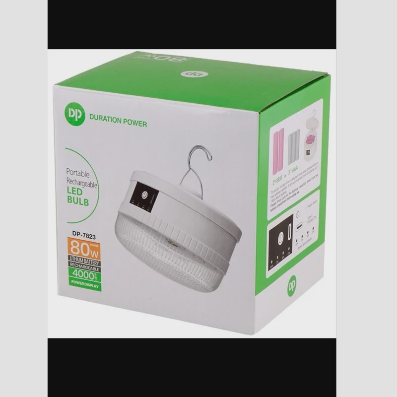 چراغ شارژی آویزی 80 وات DP-7823 ضدآب، مناسب کمپینگ و بی برقی(پس کرایه)